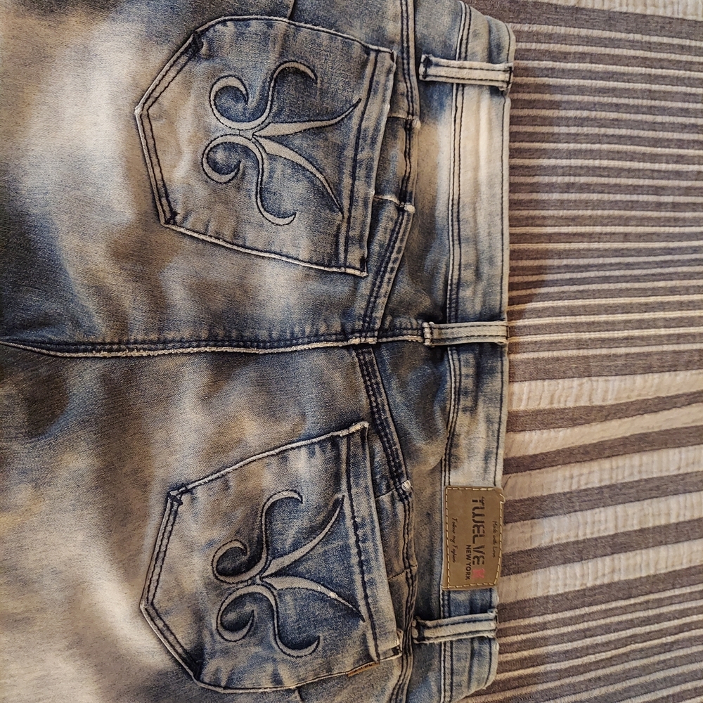 Twelve K Women's Straight Leg Jeans - Distressed Blue Size 9